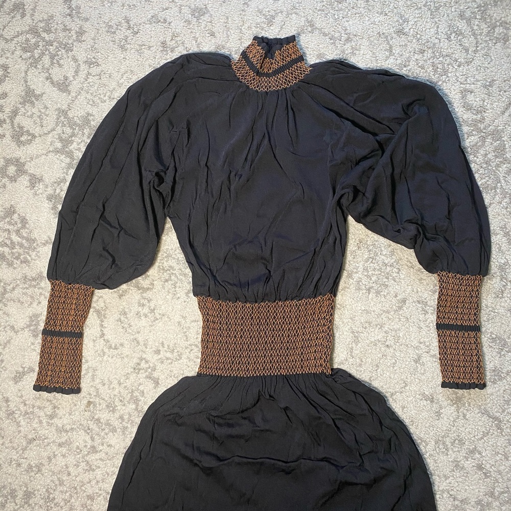 ZARA Black & Gold solid Spandex Dress  Sz M